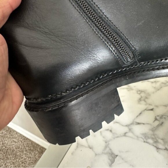 Aquatalia Onita Calf Weatherproof Black Fur-Lined Ankle Boots Size 7.5 - Picture 9 of 13